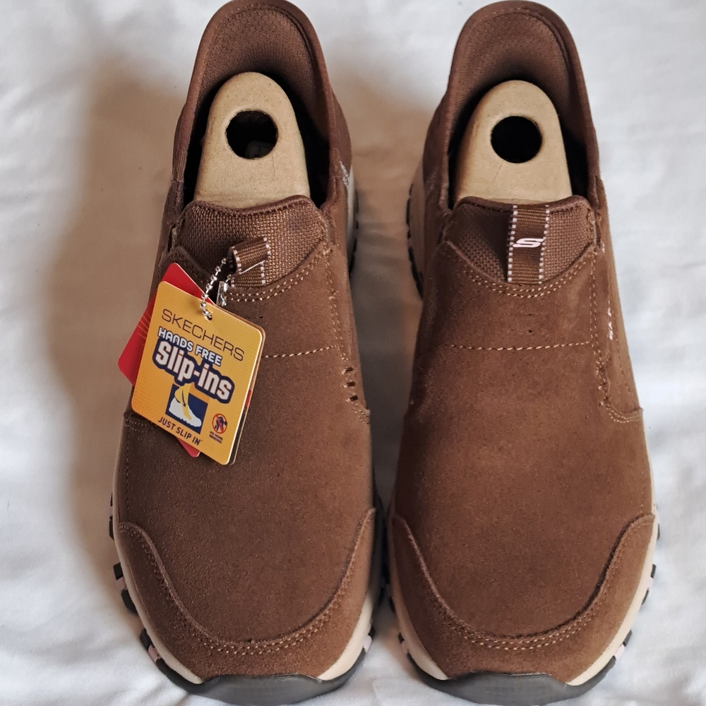 Skechers Brown Slip-On Loafers with Soft Textured Upper and Comfortable Design